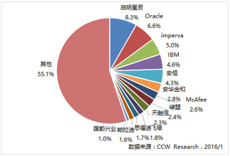 2015年中国数据库安全市场品牌份额 