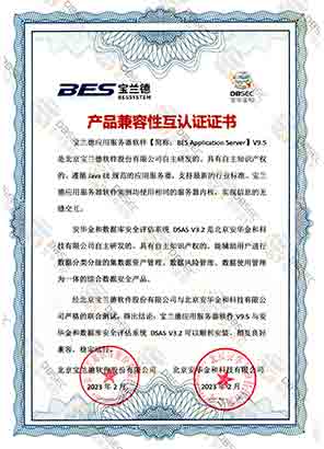 数据库安全评估系统 DSAS V3.2_宝兰德应用服务器软件V9.5-产品兼容性互认证证书证明
